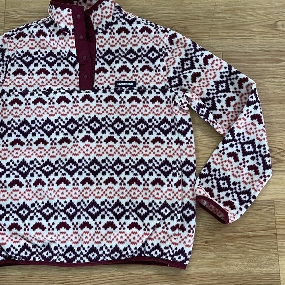 Lands End Womens Herritage Classic Fleece Snap Neck Pullover Size XS Aztec Soft - Picture 3 of 7